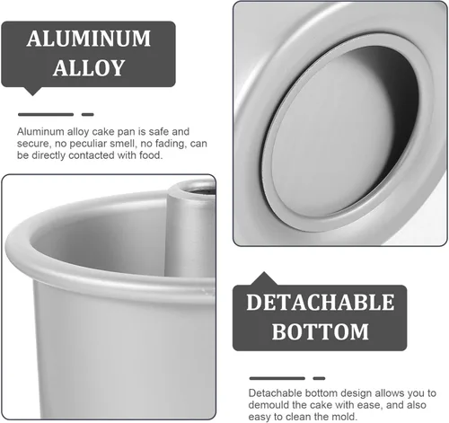 Vista 7 de Kichvoe Molde redondo para pasteles de aleación de aluminio, con parte inferior extraíble, molde para hornear profundo para distribución uniforme