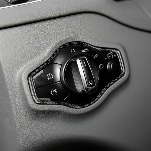 Vista 4 de Fibra de carbono, para Audi Q5/A4/A5 2009-2016, cubierta de marco de botón para faros de automóvil, accesorios interiores, color negro