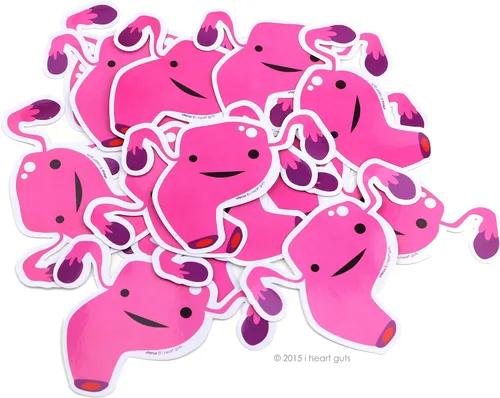 Vista 6 de I Heart Guts Bunch of Uterus Stickers – Paquete de 15 calcomanías de vinilo para útero para concientización sobre la endometriosis, apoyo a
