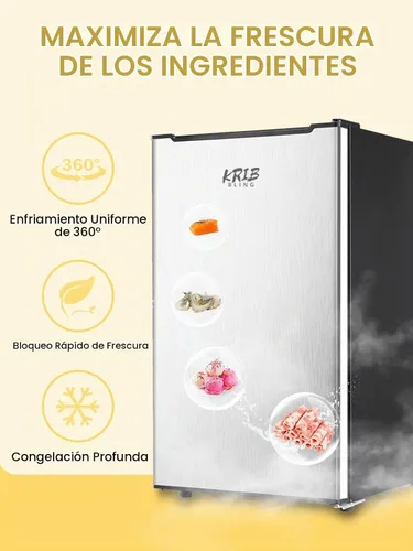 Vista 7 de Congelador vertical compacto de 3.0 pies cúbicos Mini congelador de una sola puerta Congelador Plata