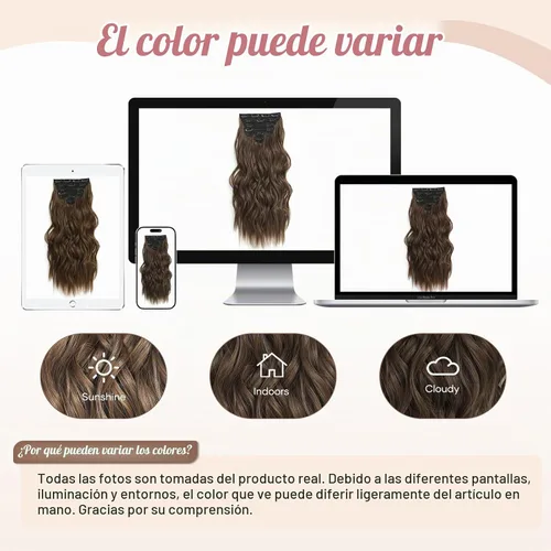 Vista 9 de Fliace Extensiones de cabello con clip para mujer, extensiones de cabello ondulado largo de color marrón medio, extensiones de cabello sintético