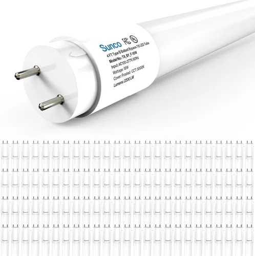 Vista 9 de Sunco 10 paquete de bombillas LED T8 de 4 pies, bombillas de tubo con derivación de balasto, reemplazo fluorescente de 48 pulgadas, 2200 LM, 18 W
