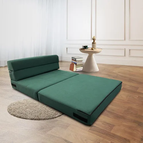 Vista 7 de ANONER Sofá cama plegable de espuma viscoelástica con almohada, tamaño Verde oscuro