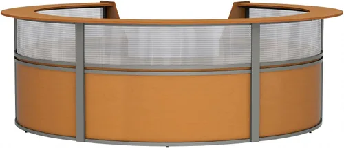 Vista 29 de Linea Italia Oficina curvada, transparente, fácil de montar, mostrador de recepción de 3 paneles para vestíbulo, salón, 142 x 71 pulgadas