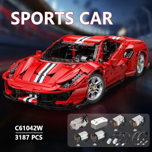 Vista 2 de CaDA Master C61042W Kit de Construcción de Super Coche, Coche de Control Remoto MOC, Juego de Bloques de Coche de Escala Coleccionista RC 1:8