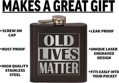 Vista 3 de Rogue River Tactical Funny Old Lives Matter - Juego de regalo de jubilación de acero inoxidable, juego de regalo en caja de alta calidad