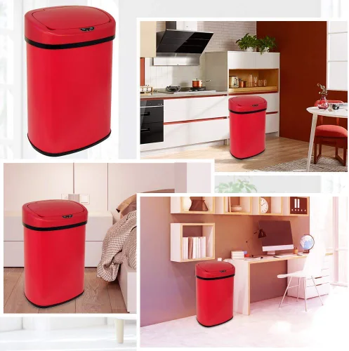 Vista 5 de Bote de basura automático de cocina de 13 galones/50L con tapa, sin contacto, de acero inoxidable, con sensor de movimiento electrónico, cubo