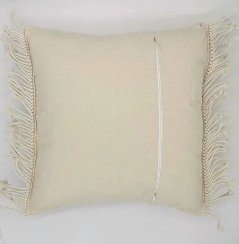 Vista 7 de Juego de 2 fundas de almohada de macramé, 100% algodón, decorativas, con flecos, decoración bohemia para el hogar