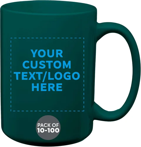 Vista 15 de DISCOUNT PROMOS Tazas de café de cerámica grandes personalizadas de 15 onzas, juego de 10/50/100, paquete personalizado a granel, perfecto