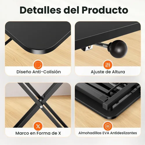 Vista 3 de Convertidor de escritorio de pie de altura ajustable, elevador de teclado de 23.6 x 13.4 pulgadas para elevador de escritorio de pie, soporte