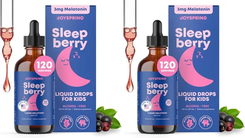 Vista 10 de SleepBerry Melatonina líquida para niños, ayuda natural para dormir con saúco y vitamina D, estimula el sistema inmunológico mientras duermen