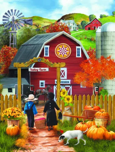 Vista 3 de SUNSOUT INC - Valley Farm - Rompecabezas de 500 piezas por artista: Tom Wood - Tamaño acabado 18" x 24" Halloween - MPN # 28755