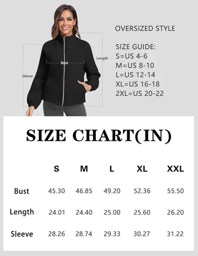 Vista 4 de Sudadera sin capucha para mujer, chaqueta de forro polar con cremallera completa con bolsillos para otoño e invierno 2023 a la moda
