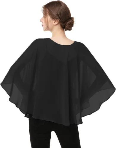 Vista 6 de Capas para mujer, chal de gasa casual, capa transparente, chal y envoltura, poncho