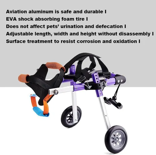 Vista 5 de Silla de ruedas para perro de 2 ruedas, silla de ruedas ajustable para patas traseras, carritos para perros pequeños y medianos para discapacitados