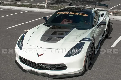 Vista 4 de Repuesto para Chevrolet Corvette C7 2014 Z06 Z07 Stage 2 Style Front Bumper Lower Lip Splitter (plástico ABS - fibra de carbono hidrosumergida)