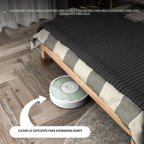 Vista 7 de Elevadores de cama de madera de 3 pulgadas de alta resistencia – Paquete de 4 elevadores de muebles de madera para cama, sofá y mesa, soporte