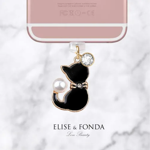 Vista 3 de ELISE & FONDA CP180 Puerto de carga USB anti polvo enchufe gato gatito mascota colgante colgante teléfono encanto para iPhone 11/XS MAX/XR/X/8