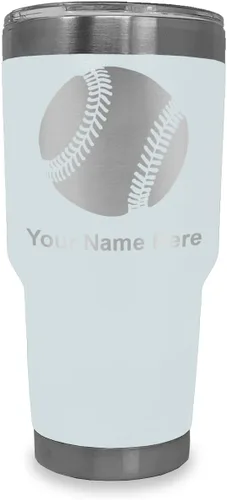 Vista 23 de LaserGram Vaso personalizado de 20 onzas, pelota de béisbol (verde camuflado)