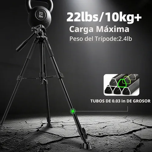 Vista 4 de Huepar Trípode extensible de 50 pulgadas con rosca de 1/4" y 5/8" para uso con nivel láser, láseres de punto, medidores de distancia láser