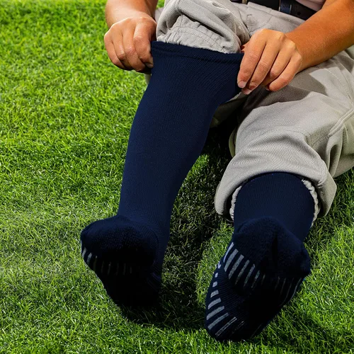 Vista 4 de Franklin Sports Calcetines de béisbol y sóftbol juveniles, calcetines deportivos altos para niños y niñas, tallas juveniles