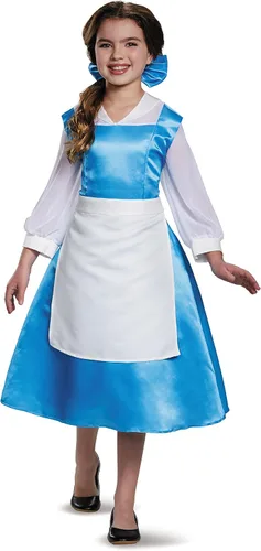 Vista 3 de Disfraz de Belle, vestido azul preadolescente, princesa de Disney La Bella y la Bestia, M7-8, Blanco, Azul Claro