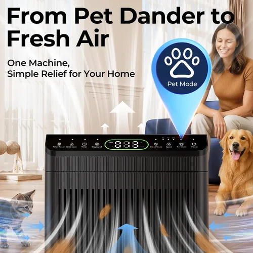 Vista 3 de Purificadores de aire para habitación grande del hogar, purificador de aire de hasta 2200 pies cuadrados, pantalla de calidad de aire PM2.5, modo