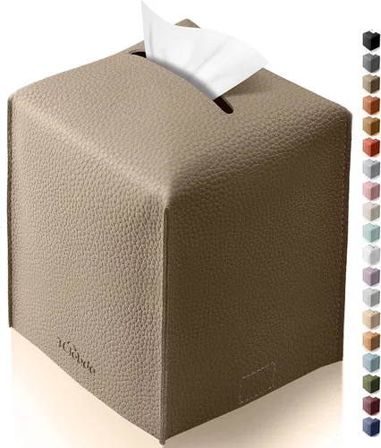 Vista 13 de Funda cuadrada para caja de pañuelos de piel sintética moderna para decoración creativa, paquete de 2, ideal para baños, oficina, coche, mesita