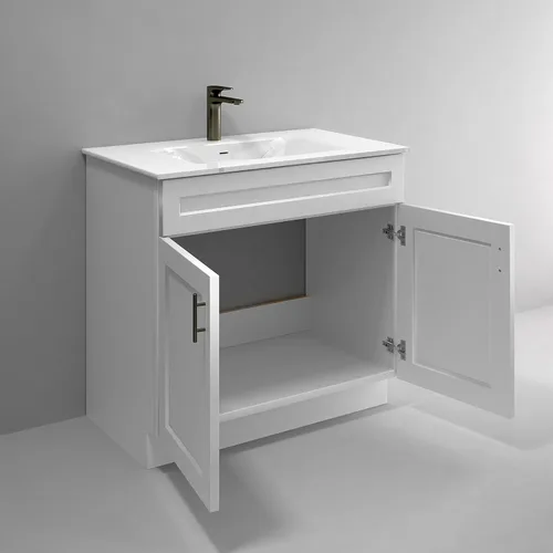 Vista 2 de La Royal Mueble de baño con base de coctelera blanca lista para montar, 36 pulgadas de ancho