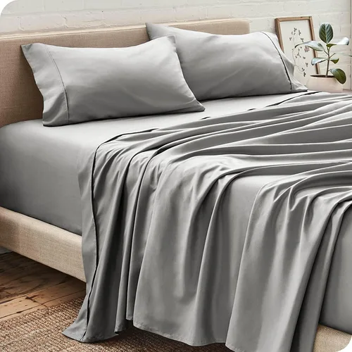Vista 15 de Juego de sábanas de 4 piezas (1 sábana encimera + 1 sábana bajera + 2 fundas de almohada) 100% algodón natural que se ajusta a colchones de hasta 12
