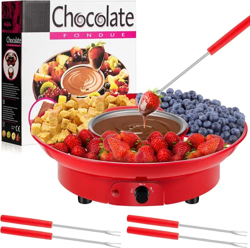 Vista 8 de Lallisa Juego de ollas de fondue eléctricas, kit de fondue de chocolate, máquina de fondue eléctrica, bandejas de servir desmontables con 4