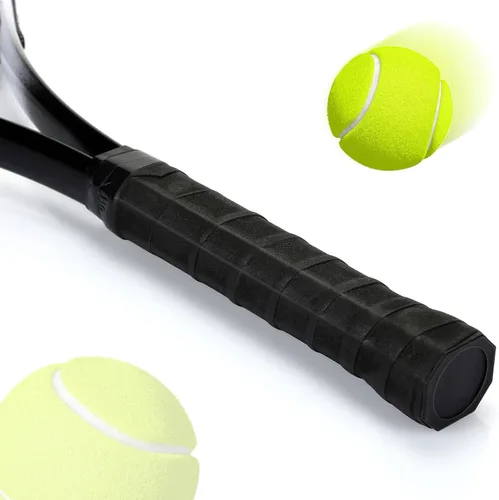 Vista 4 de Paquete de 4 raquetas de tenis para adultos, recreativas, para 4 jugadores, raquetas de tenis preencordadas de 27 pulgadas, raquetas de tenis