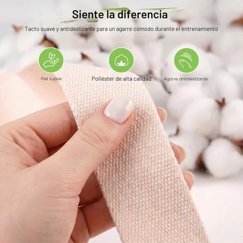 Vista 5 de Correa de yoga Slim Panda para estiramiento, Correa de yoga de algodón con hebilla ajustable en forma de D, Correa de yoga no elástica para pilates