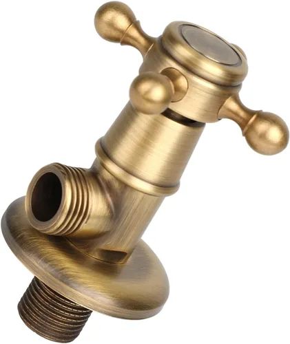 Vista 5 de Válvula de parada angular Válvula de triángulo de cobre Válvula de control de agua Grifo retro de fontanería para baño, cocina, balc
