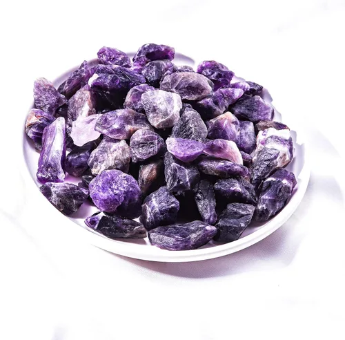 Vista 5 de Apengshi Piedra curativa de amatista, piedra en bruto, 0.97 libras (15.52 oz), cristal natural, piedra de chakra, meditación Reiki, colección
