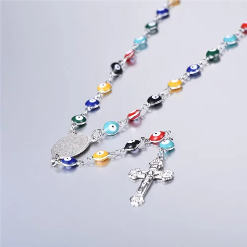Vista 4 de U7 Catholic Gift Stainless Steel 18K Gold Plated Coin MedalCrucifix CrossVirgin MaryRosary Necklaces for Women Men