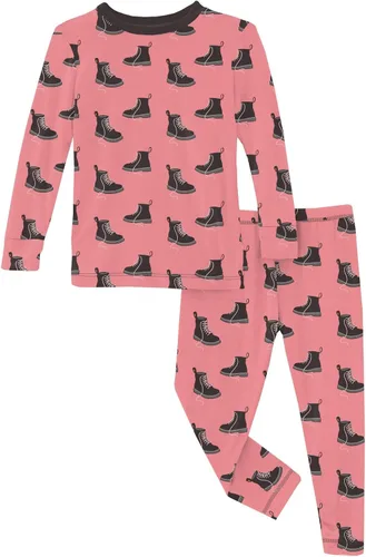 Vista 8 de KicKee Pants Conjunto de pijama de manga larga con estampado de piezas