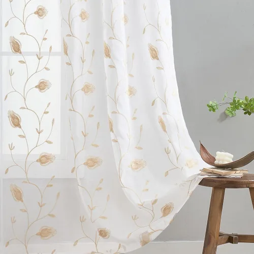 Vista 13 de MYSTIC-HOME Juego de cortinas de niveles transparentes blancas para cocina de 24 pulgadas de largo, tratamiento de cortinas para ventanas pequeñas