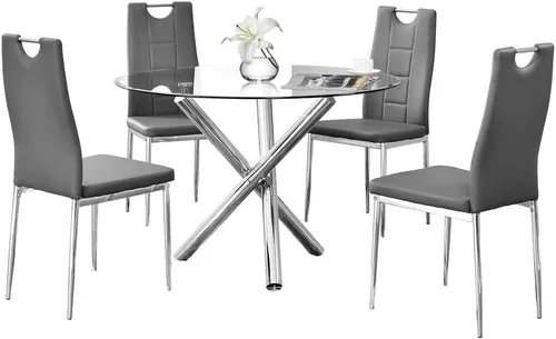Vista 5 de Best Master Furniture Crystal - Juego de comedor redondo de 5 piezas, 5 piezas, color negro