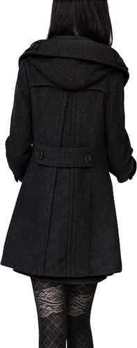 Vista 2 de Tanming Abrigo o chaqueta cálida de lana cruzado para mujer, con capucha