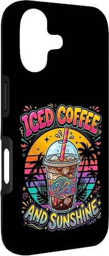 Vista 3 de Iced Coffee Sunshine Palm Trees Retro Summer Drink Case for iPhone 17