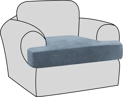 Vista 36 de H.VERSAILTEX Fundas de terciopelo elástico para silla con cojín en forma de T para sala de estar, funda de sofá, funda de asiento con cojín