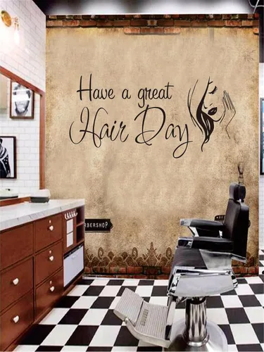Vista 8 de Vinilo adhesivo de pared para peluquería, arte creativo de vinilo para peluquerías y estudios de peluquería, 24 x 12 pulgadas