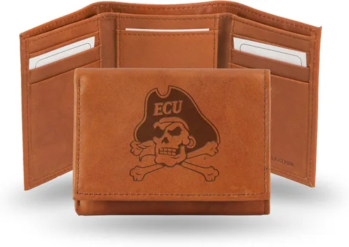 Vista 13 de Rico Industries NCAA Alabama Crimson Tide - Cartera triple de piel en relieve, color marrón