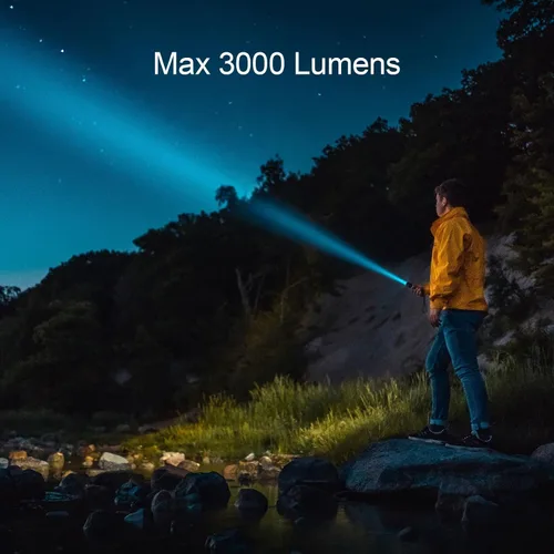 Vista 2 de RovyVon S21 brillante EDC linterna 3000 lúmenes interruptor giratorio proyector IPX8 USB-C Rechargeable 5000mAh Capacity 400M Long Beam Distance