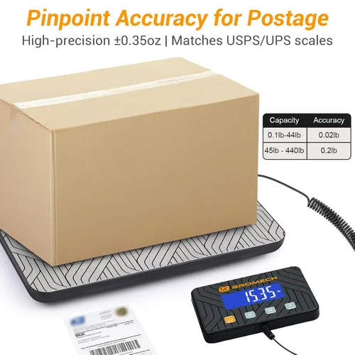 Vista 9 de Básculas Postales para Envío de Paquetes 440lb Báscula de Correo Digital Heavy Duty Alta Precisión 0.35oz Báscula de Franqueo con Pantalla Separada