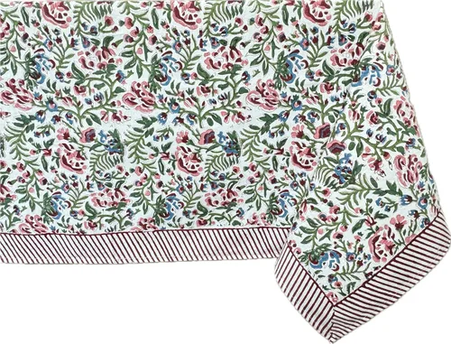 Vista 53 de ATOSII Mantel 100% algodón, Amara, floral, hecho a mano, rectangular, de lino, para cocina, comedor, fiestas, bodas, exteriores, picnics, Pascua