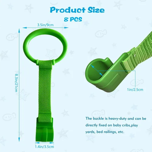 Vista 2 de 8 anillos de dominadas para corralitos de juegos, anillos de seguridad ajustables de plástico para bebés, asistente de caminar para niños pequeños
