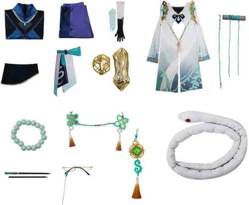 Vista 3 de Baizhu - Disfraz de cosplay de Bai Zhu, traje de uniforme para Halloween, conjunto completo