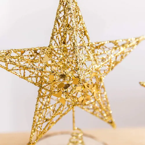 Vista 4 de Adorno de estrella de 10" para árbol de Navidad, decoración dorada para árbol de Navidad, decoración para fiestas en interiores y hogar (dorado)